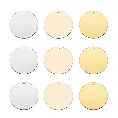 PandaHall 24pcs Brass Flat Round Blank Stamping Tags 20x0.5mm Platinum & Light Gold & Golden Metal Blank Tags Charms Pendants for Jewelry Making