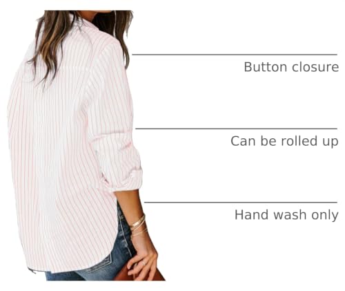 Image of siliteelon Striped Button Down Shirts Women Cotton Long Sleeve Work Blouses