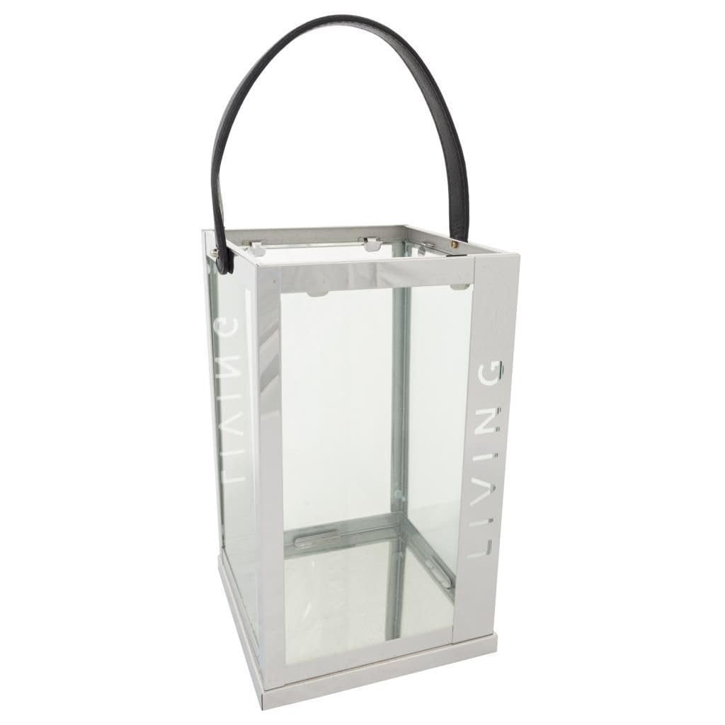 Lanterne inox et verre pour illuminer vos soirées d'été sur la terrasse