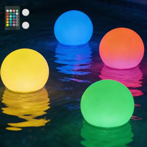 DAJASD Lot De 4 Lampes Flottantes Pour Piscine Avec Télécommande, 16 Sphères Lumineuses RGB À...