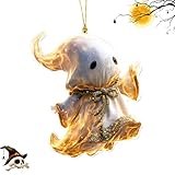 Ornamentos de Haloween para árbol - Decoración colgante de fantasma acrílico 2D | Lindo colgante de espejo retrovisor para coche o árbol interior | Decoración de Haloween de temporada para la cocina