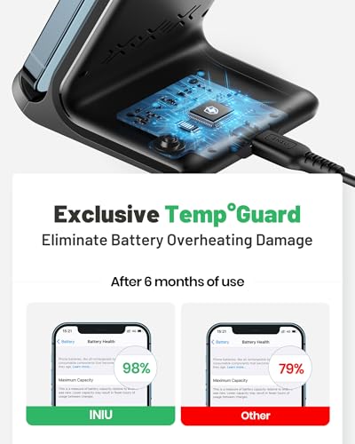 INIU Wireless Charger Stand, 15W Fast Charging Dock Phone Charger, Adaptive LED Wireless Charging Station for iPhone 17 16 15 14 13 12 11 Pro Max, Samsung S23 S22 S21, Google Pixel 8 7 6 etc. - Image 4