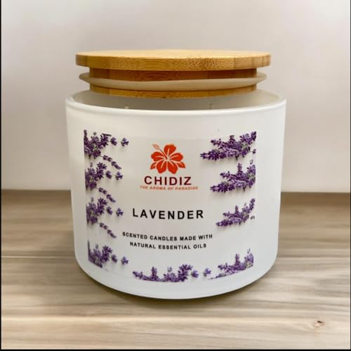 CHIDIZ Lavender 100% Soy Scented Candle 10.5oz | Large 1 Wick Jar Candle | Up to 45 Hours Burning Time | Relaxing Aromatherapy Aesthetic Candle | Housewarming Gift for Women and Men.