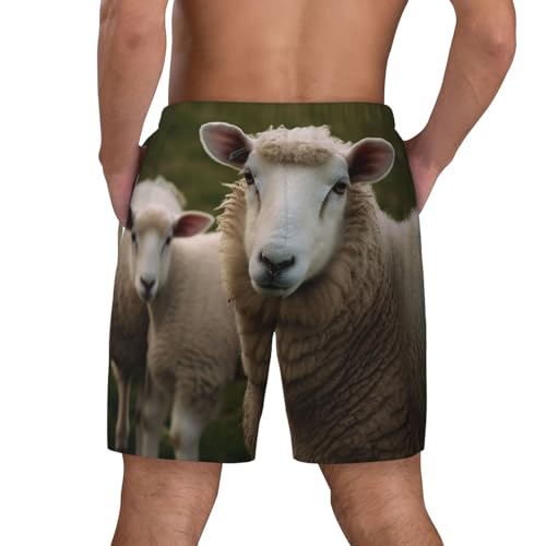 Men's Swim Trunks Quick Dry Board Shorts Sheep Animal Beach Shorts with Pocket Bathing Suits for Men3
