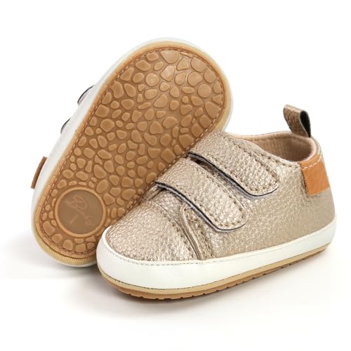 Image of SOFMUO Baby Boys Girls High Top Ankle PU Leather Sneakers Soft Rubber Sole Infant Moccasins Newborn Oxford Loafers Anti-Slip Toddler Wedding Uniform Dress Shoes