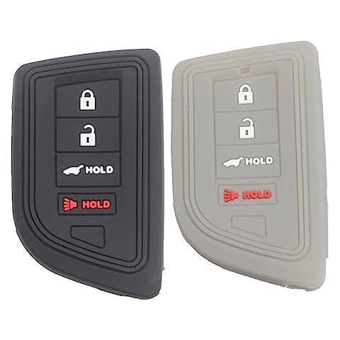 Btopars 2pcs 4 Buttons Silicone Rubber Remote Smart Key Fob Case Cover Protector Holder Compatible with Acura MDX 2022 Black Gray Cover