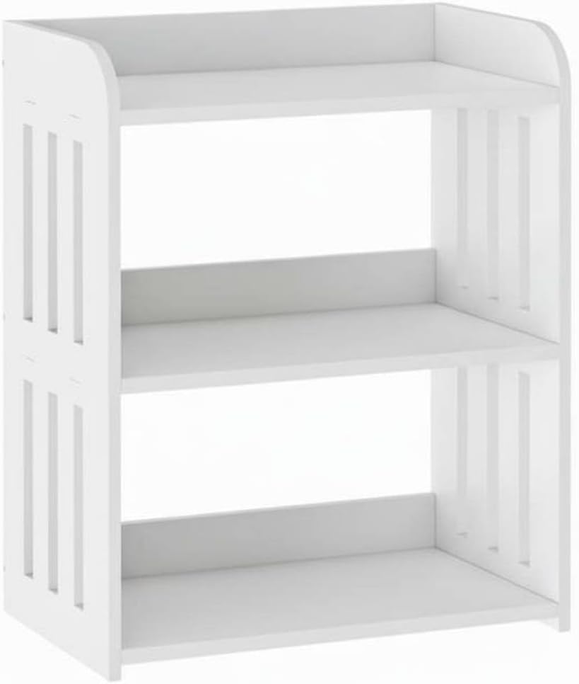 Yajuyi Shelf Countertop Organizer Tiered Storage Rack Water-Resistant Freestanding Space Saver Suitable for Vanity, 3-Layer Double Door