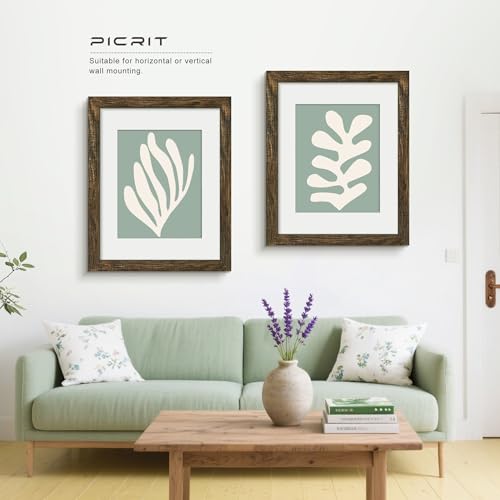 Picrit 16x20 Picture Frame 3 Pack, Brown Poster Frame, Display Poster 11 x 14 with Mat or 16 x 20 without Mat for Horizontal or Vertical Wall Mounting