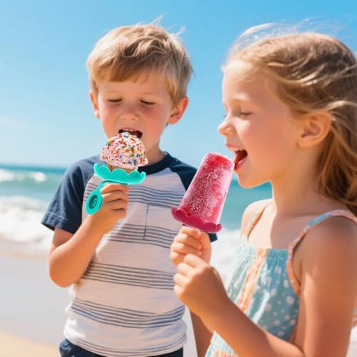 4 Stück Tropffrei Eis am Stiel Halter für Kinder, Silikon Eishalterung für Kinder, Eis Tropfschutz, E-is Stiel Halterung, aus Silikon (BPA Frei), für E-is Am Stiel & Eiscreme Kegel