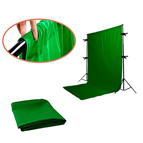 Kit Fundo Chroma Key Verde Oxford 1,5m x 2m com Suporte de 2m x 2m e Grampos