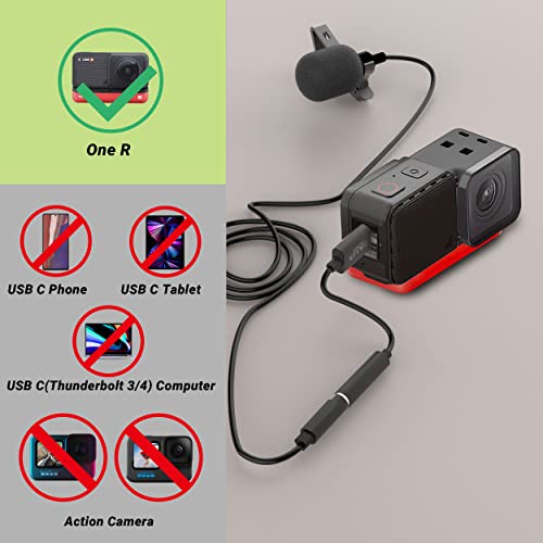 Adaptador de micrófono Cubilux UCM-RBK2 convertidor USB tipo C a TRRS MIC Insta360 3