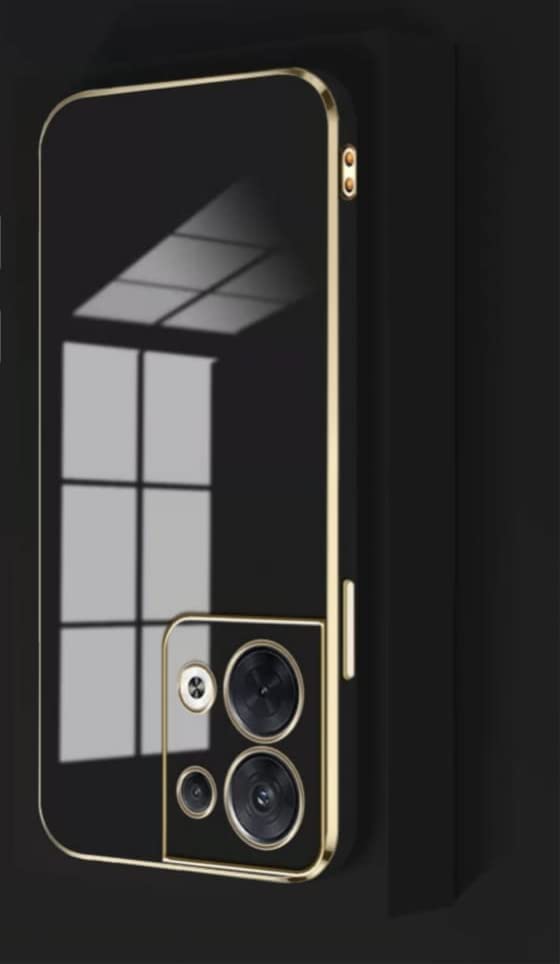 Image of Apurb Store for Oppo Reno 8 Pro 5G Plating Square Gold Frame Phone Case Luxury Soft Silicone Back Cover (for Oppo Reno 8 Pro 5G, Black)