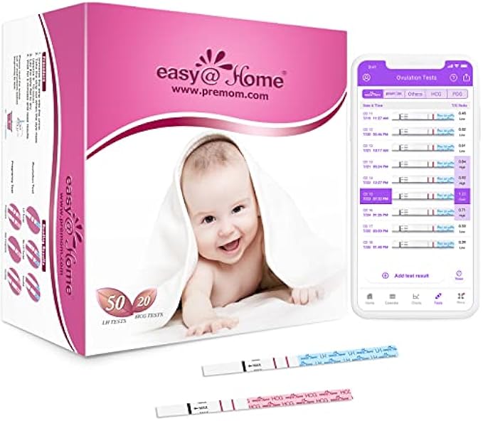 Easy@Home 50 Ovulation Test Strips and 20 Pregnancy Test Strips Combo Kit, (50 LH + 20 HCG)-Package May Vary