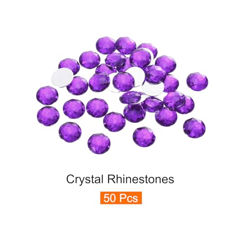 Image of MECCANIXITY Flat Back Round Acrylic Rhinestones,12mm Purple Flatback Crystal Rhinestones for Crafts Clothes Shoes DIY Decoration Gifts 50Pcs