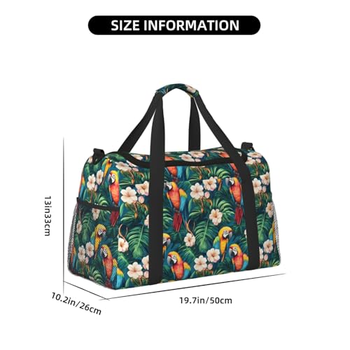 Colorful Parrot Print Duffle Bag for Travel, Carry On Weekender Overnight Duffel Bags, Gym Bags for Women Men, Personal Item Travel Bag2