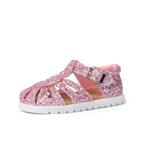 Image of QIY Toddler Girl Sandals Little Kids Summer Dress Shoes Open Toe Flats Princess Sandals for School Beach Party