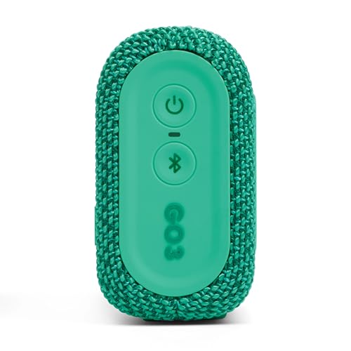 Image of JBL GO 3 Eco - Small Bluetooth Box in green with recycled material - waterproof, portable speaker - up to 5 hours playback time with a single battery charge