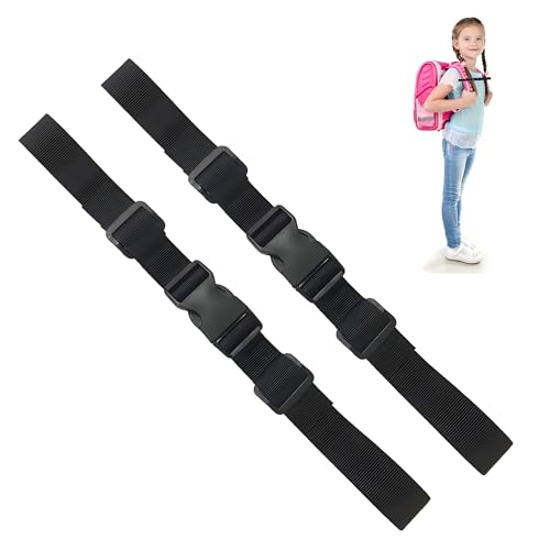 2 Stück Brustgurt rucksack, Verstellbarer Brustgurt Rucksack,Verstellbarer Brustgur Für Schulranzen,Brustgurt Rucksack Kinder Set,rutschfest Strapazierfähiger Brustgurt für Außerhalb Reise (Schwarz)