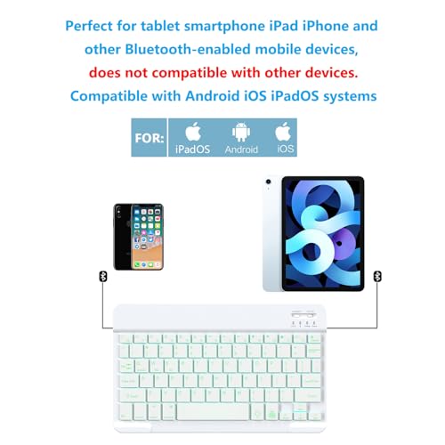 Image of Backlit Bluetooth Keyboard Small Portable Wireless Keyboard Rechargeable Illuminated for Android Samsung Tablet Cell Phone Smartphone iPad A16 11th 10th Generation iPad Pro Air Mini iPhone Ivory White