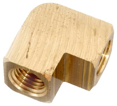 Anderson Metals 56100-04 Brass Pipe Fitting, Barstock 90 Degree Elbow, 1/4" x 1/4" Female Pipe