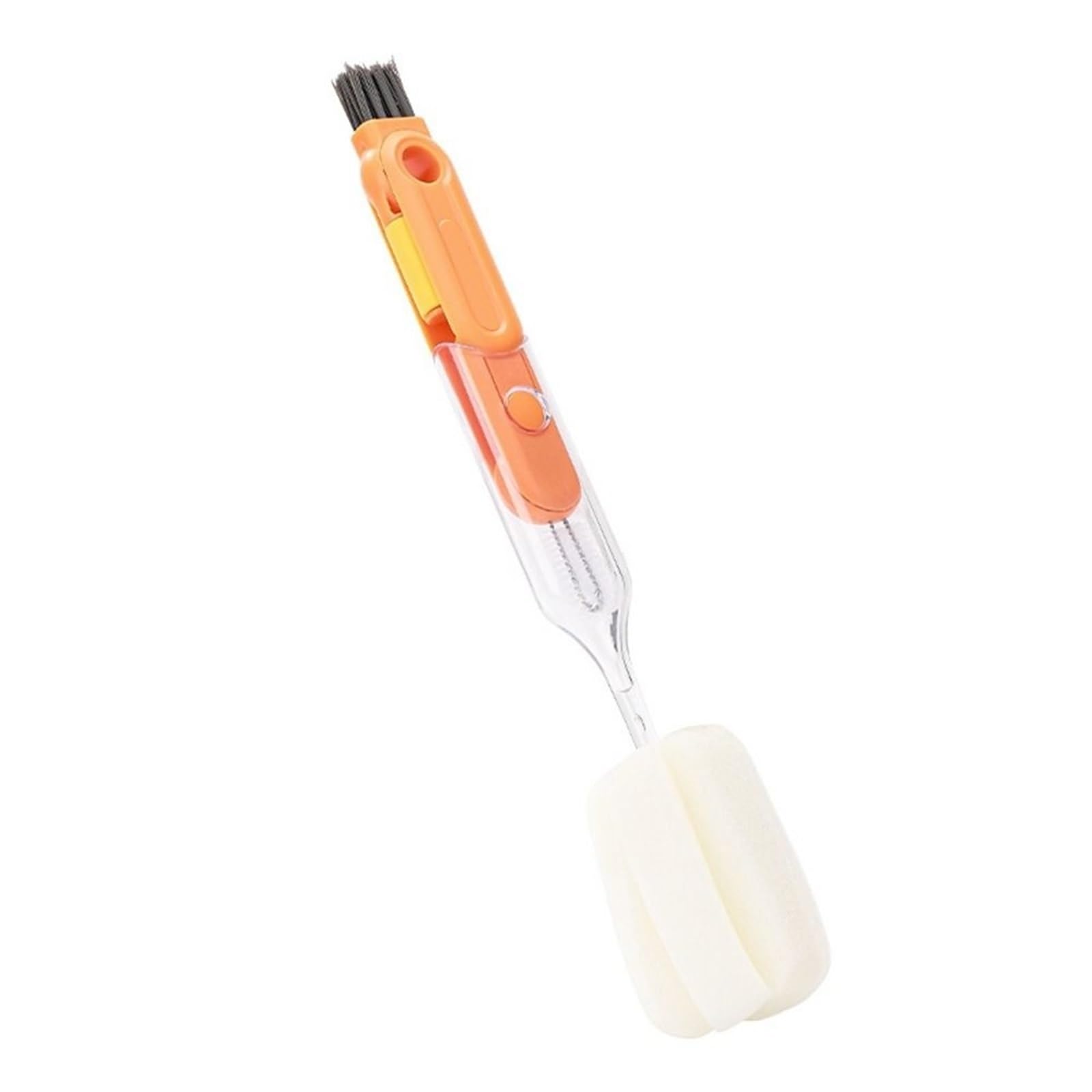Bottle Brushes Set, 5-in-1 Bottle Cup Lid Brush Sponge Cover Cleaner Tool For Milk Multicolor(Orange)