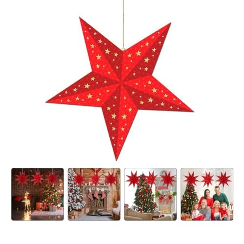 Image of CraftVatika Christmas Assorted 3D Paper Star Shaped Lantern Lampshade for Xmas Party Hanging Ornament Christmas New Year Wedding Decoration Home Party Hanging Decorations Xmas Gifts (1 Pcs)