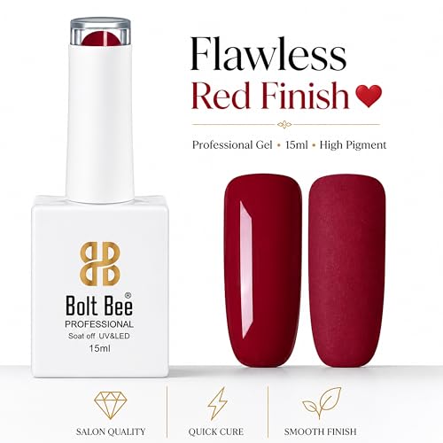 Image of Bolt Bee Red Color Gel Nail Polish Soak Off UV Gel 15ML DIY at Home Manicure Salon Nail Art