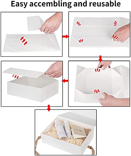 Image of LIFELUM White Gift Box with Magnetic Lids for Presents, 14 inchx8.5 inchx4.5 inch | with Ribbon, Greeting Card & Filler for Women, Graduation, Birthday & Christmas, 1 Pack