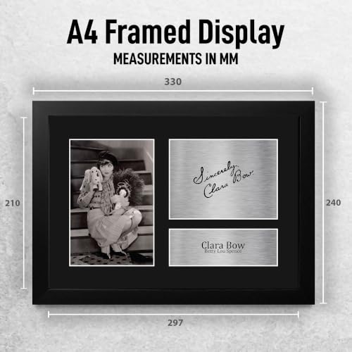 Memorabilia de Clara Bow con autógrafo impreso en marco negro A4 2