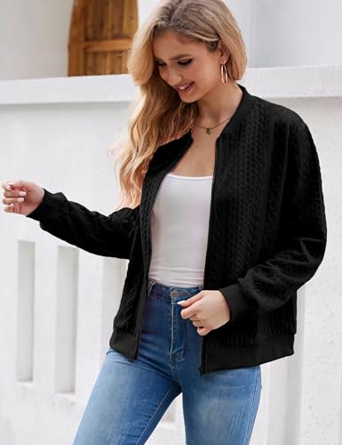 Image of Larmliss Women's Zip Up Cardigan Sweater Hoodies Long Sleeve Jacket Crewneck Casual Outerwear Spring Fall Trendy Coat Outfits