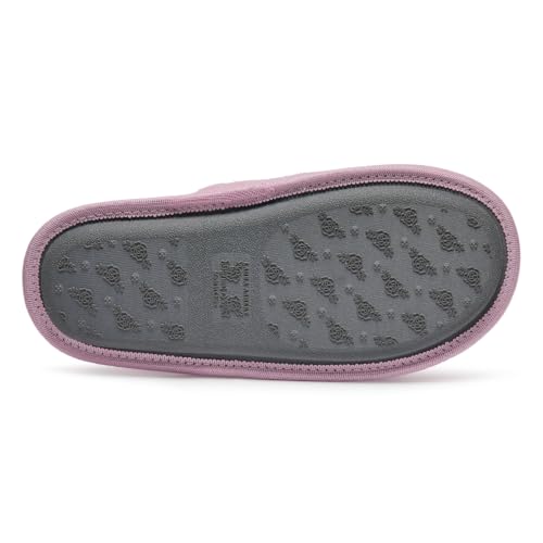 Image of Laura Ashley Ladies Embroidered Soft Terry Plush Scuff Slipper
