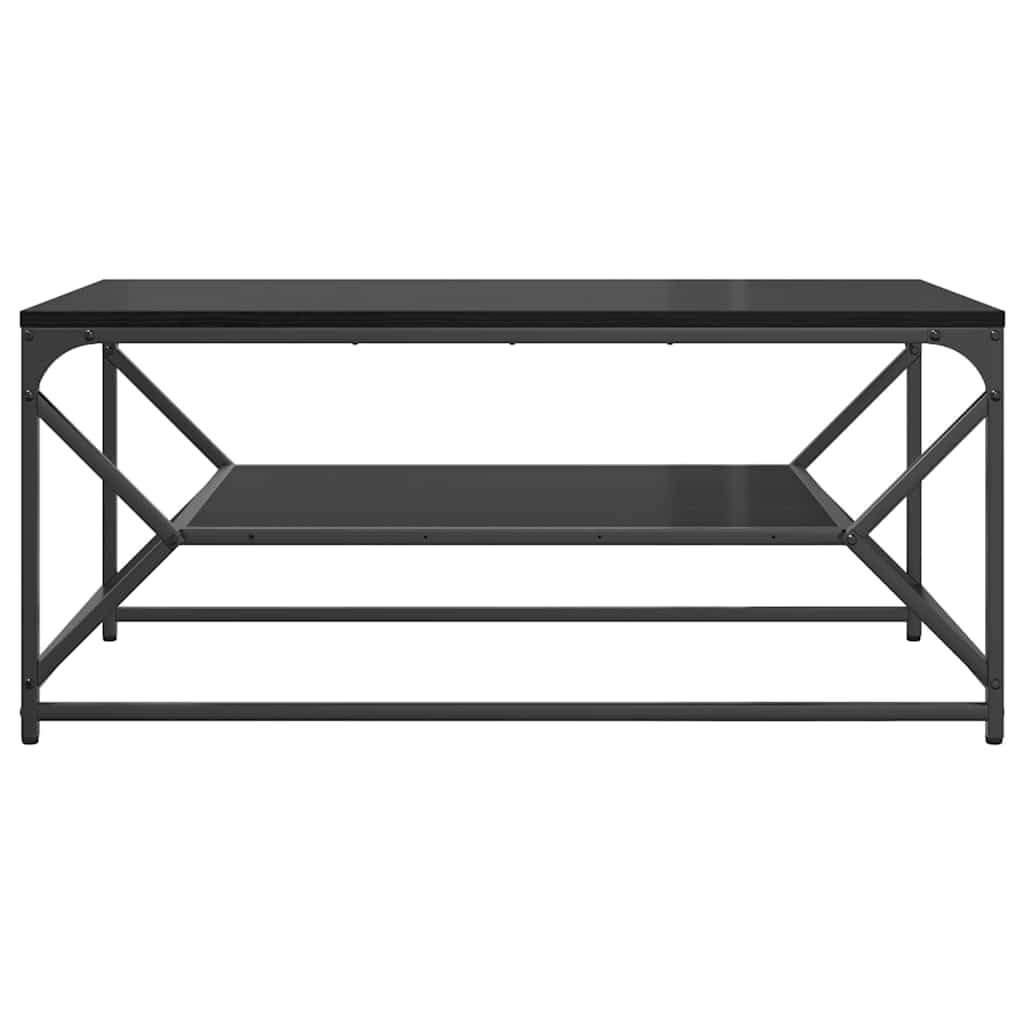 Stolik kawowy o wyglądzie czarnego dębu, 90 x 50 x 40 cm, ze stalową ramą – stół do salonu i stół do użytku wewnątrz o prostokątnym wzornictwie i matowej powierzchni