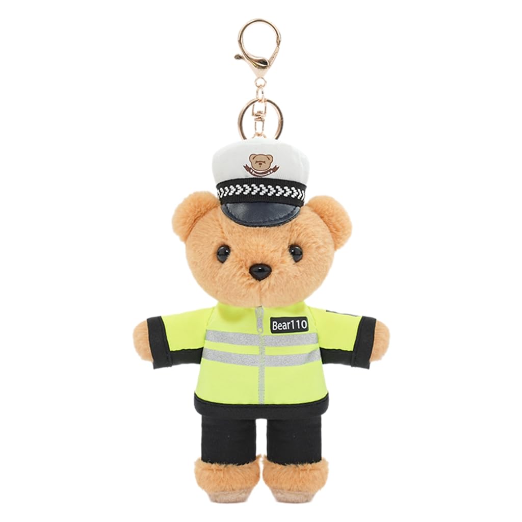 Elnwnnkc Polices Bear Keychain Charm Unique Polices Bear Chain Soft Plush Keyrings Bag Decoration for Everyday