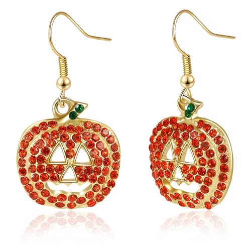 Joyline Halloween Pumpkin Earrings for Women Crystal Dangle Earrings Halloween Jewelry Gifts Costume Party Accessories