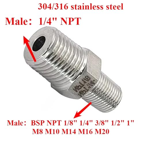 Unión NPT 1/4" macho inoxidable 304 adaptador hexagonal contra roturas M8 6
