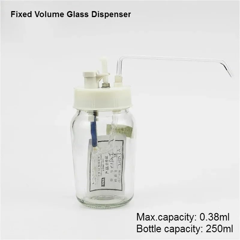 Laboratory Bottle Cap Dispenser, Glass Reagent Dispenser, Transparent semi-Automatic Liquid Dispenser, Adjustable/Fixed Volume 0.1-10ml 1/PK(0.38ml 250ml Bottle)