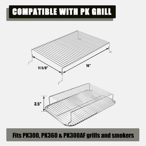 Image of SafBbcue Grill Warming Rack for PK99020 Grill Raised BBQ Cooking Grill Grid for PK Grills Standard Hinged Cooking Grid Accessory Doubles Cooking Surface Area, Grilling for PK Grill Smoker