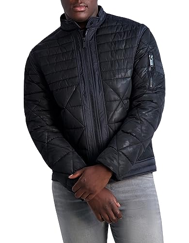 Image of KARL LAGERFELD Men's Camouflage Quilted Full Zip Puffer Jacket