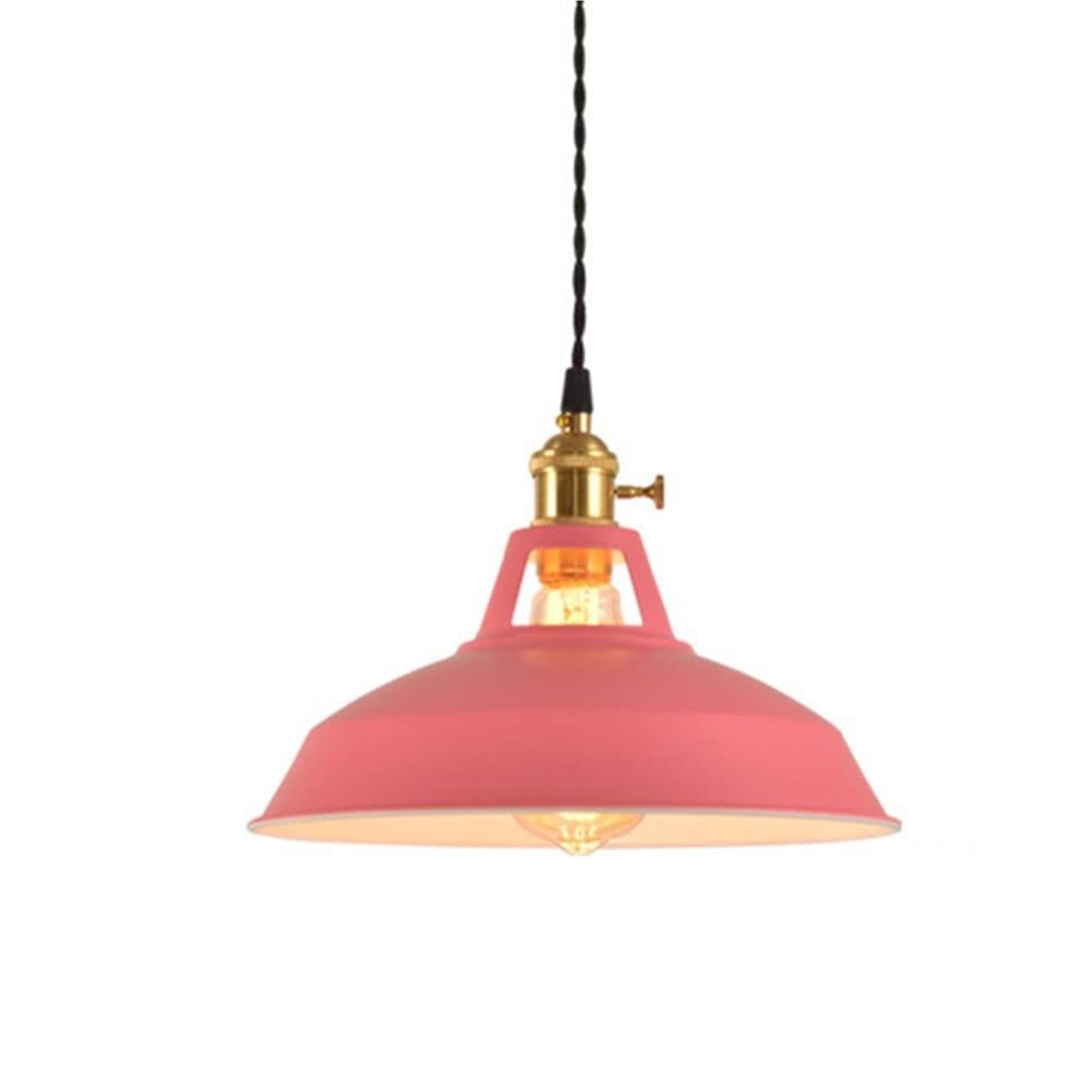 KXEcoLife Metal Modern Minimalist Color Pendant Lamp Chandelier Hanging Lighting Ceiling Fixture E27 Creative Adjustable for Restaurant Bar Bedroom Bedside(Pink)