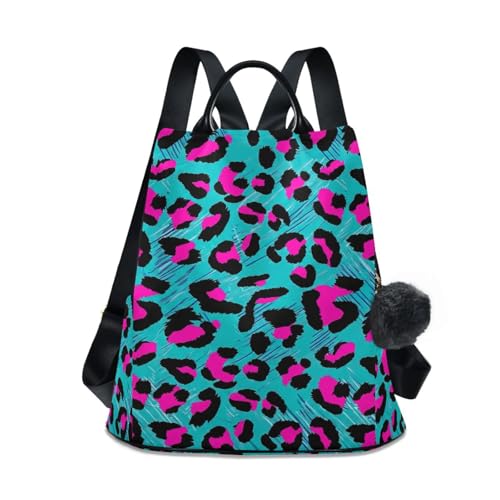 Sac à dos léopard rose au motif contrasté et bretelles réglables