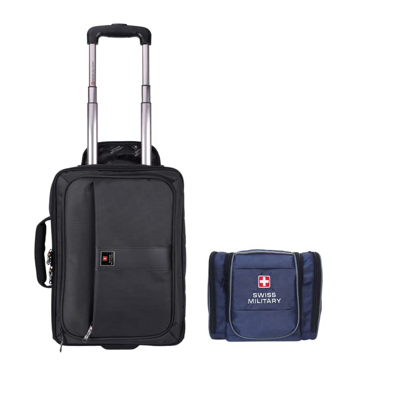 Swiss Military Combo of Laptop Bag for Men cum Trolley Bag| Laptop Messenger Bag, Office Bag|Fits up to 15.6" Laptop, 23L,Black,1 & Toiletry Bag for Men, Women| Makeup Pouch for Travelling, Blue, 5L,1 (B09TL6JR53) Amazon Price History, Amazon Price Tracker