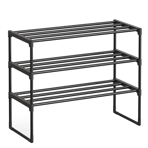 SONGMICS Schuhregal 3 Ebenen, Metall, stapelbar, 68 x 29.8 x 55 cm – Ansicht 1