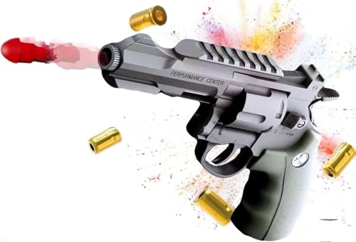 Image of Revolver Toy Gun | Long Barrel Strong ABS Plastic Airsoft Gun Pistol Fully Automatic | 12 Bullet Shell' and 50 Bullets Included(Green+Black)