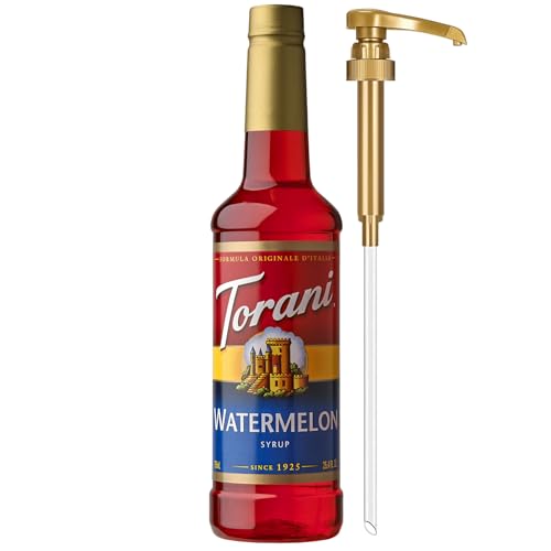 Image of Torani Watermelon Syrup for Drinks, Flavoring for Sodas and Cocktails, Pump Included, 25.4 Oz