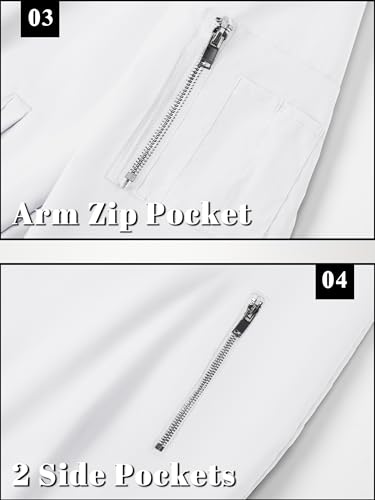Tacvasen TCTJ-201-9938-WHITE-2XL Men Varsity Jacket Men Jackets Cool Bomber Jacket Men Jackets Light Windbreaker Jackets Casual Summer Slim Fit Jackets Pilot Jacket thumb #5
