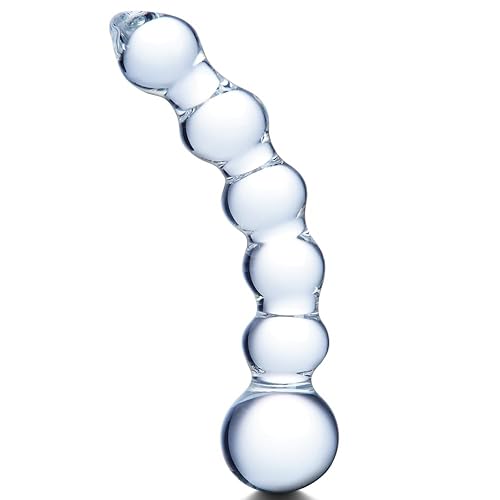 Glass Anal Beads Dildo, 7.9 Inch Big Anal Plug, Clear Glass G-Spot Stick Butt Plug Anal Beads, Temperature Play and Sensual Massage, Adult Sex Toy,Conical Tip Prostate Massager for Men and Women