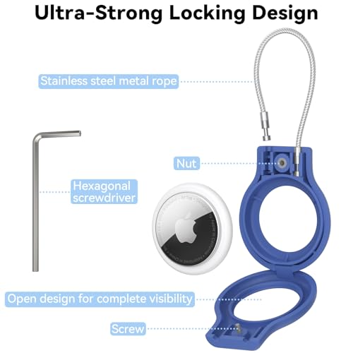 Image of Meliya Airtag Holder for Apple AirTag Secure Holder with Wire Cable, 1 Pack Air Tag Lock Case Keychain Key Ring Key Chain Luggage Tag for Keys, Luggage & More (Black)