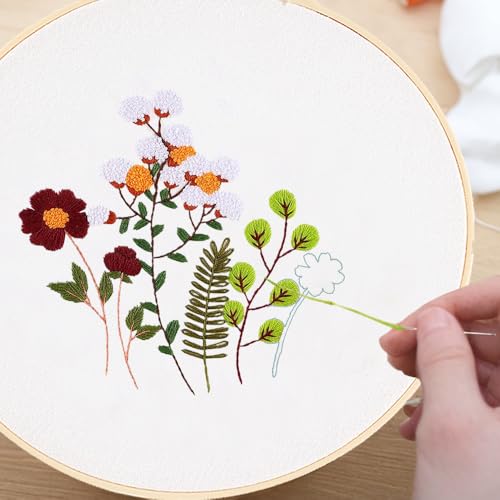 Image of Huacan Embroidery Canvas Bag Kits for Adults Beginner Stamped Flowers Pattern DIY Cross Stitch Printed Flower Stitching Sewing Kit