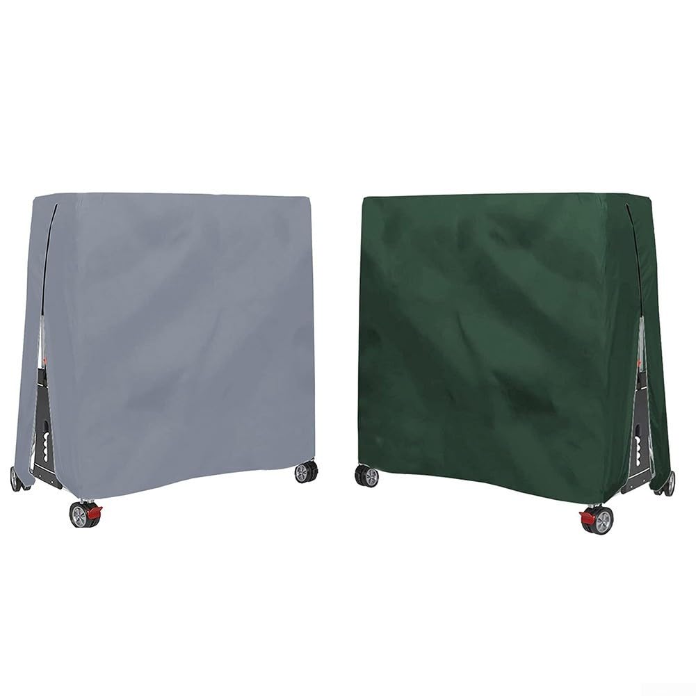 Copertura per tavolo da ping pong in tessuto Oxford 210D, impermeabile, antivento, custodia protettiva per esterni per tavoli da ping pong pieghevoli, 165 x 70 x 185 cm, verde (grigio)