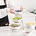 HBlife 3 Tier Oval Bowl Set with Metal Rack, Ceramic Fruit Bowl Serving, Tiered Serving Stand for Dessert Appetizer Cake Candy Chip Dip (Gold)